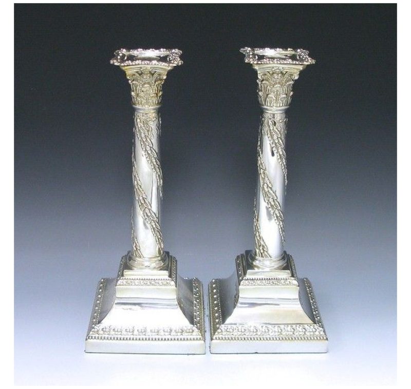 Pr  Victorian Plate Candlesticks