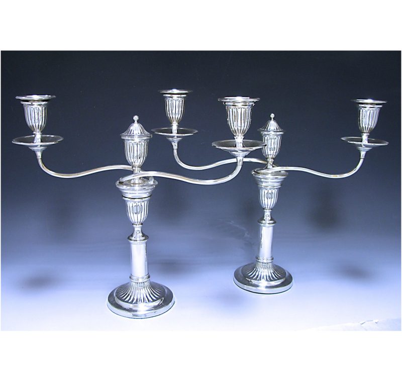 Pair of Old Sheffield Plate Telescopic Candelabra