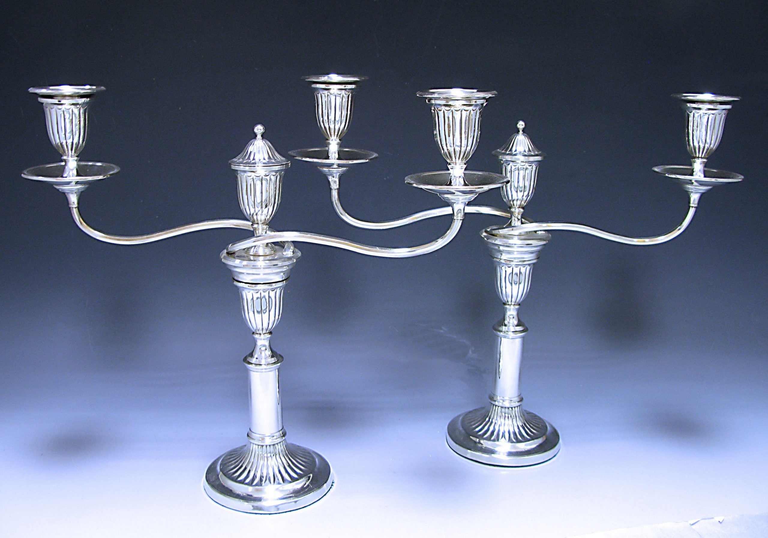 Pair of Old Sheffield Plate Telescopic Candelabra 1