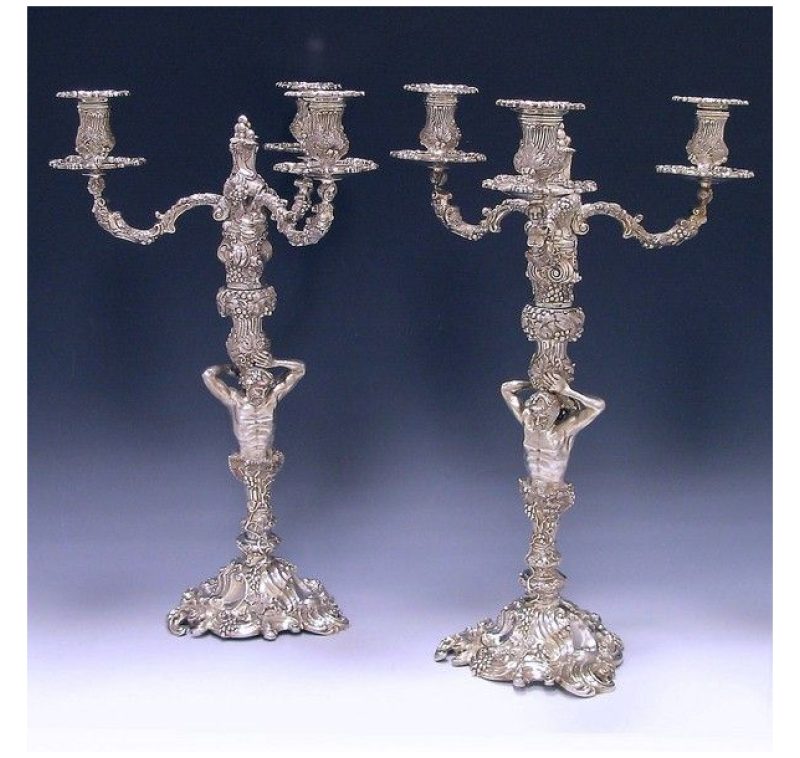 Pair of Sterling Silver Three Light Candelabra made in 1979-82