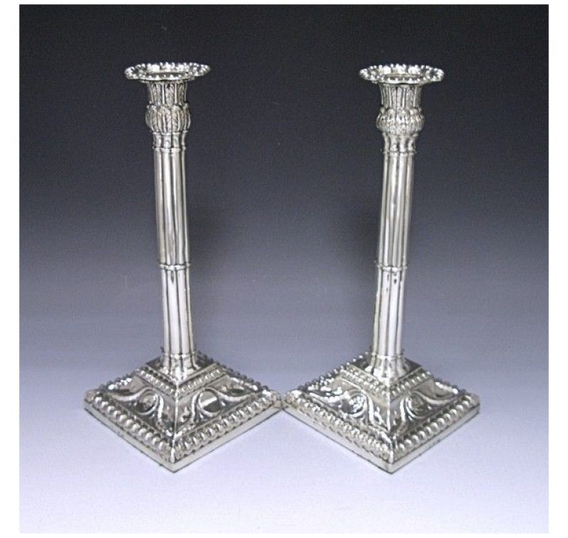 Pair of George III Antique Silver Candlesticks made in 1771