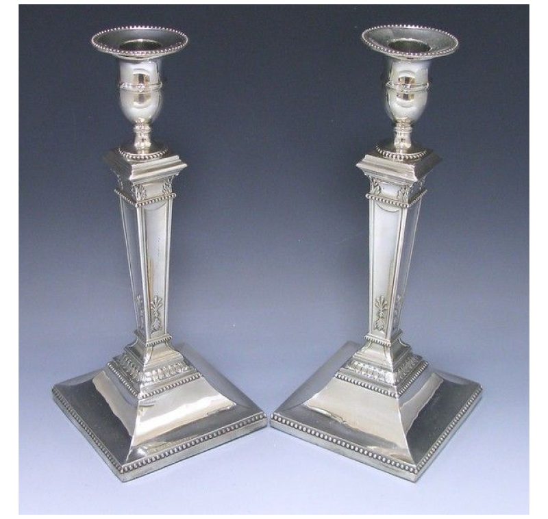 Pair of Old Sheffield Plate Candlesticks