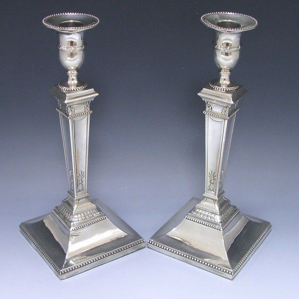 Pair of Old Sheffield Plate Candlesticks 1
