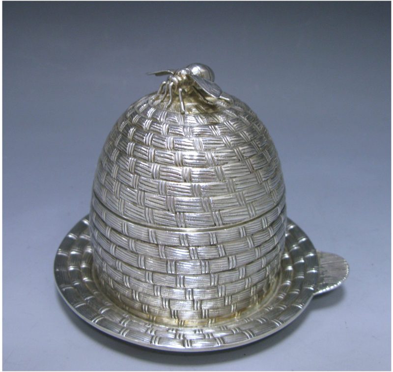 A Victorian Antique Silver Honey Pot / Skep