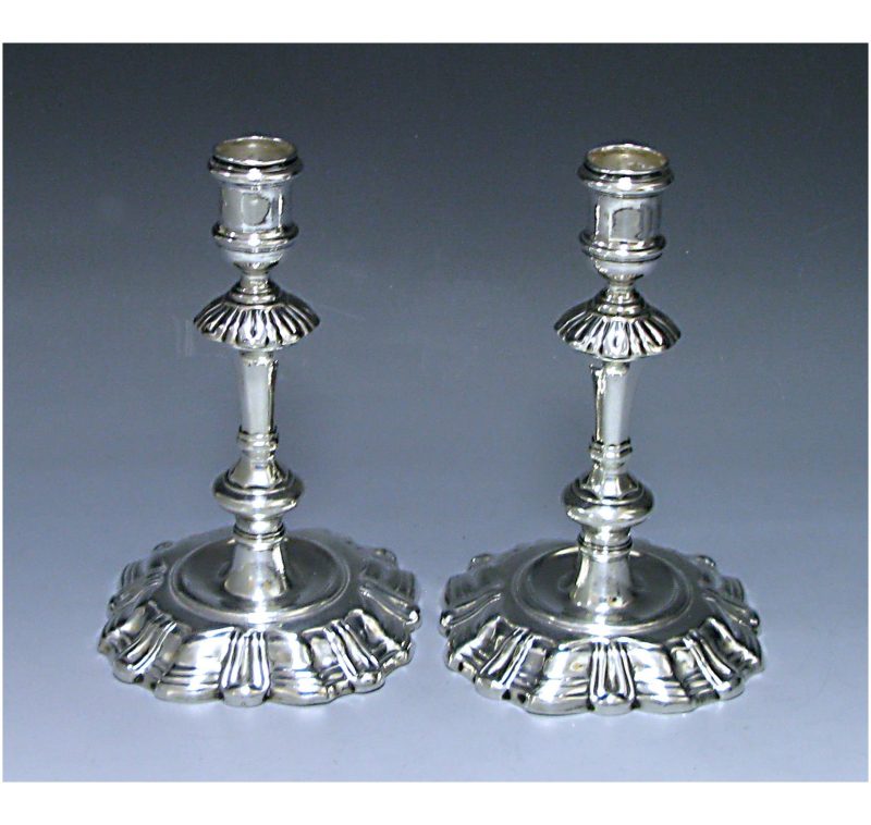 Pair of George II Antique Silver Candlesticks