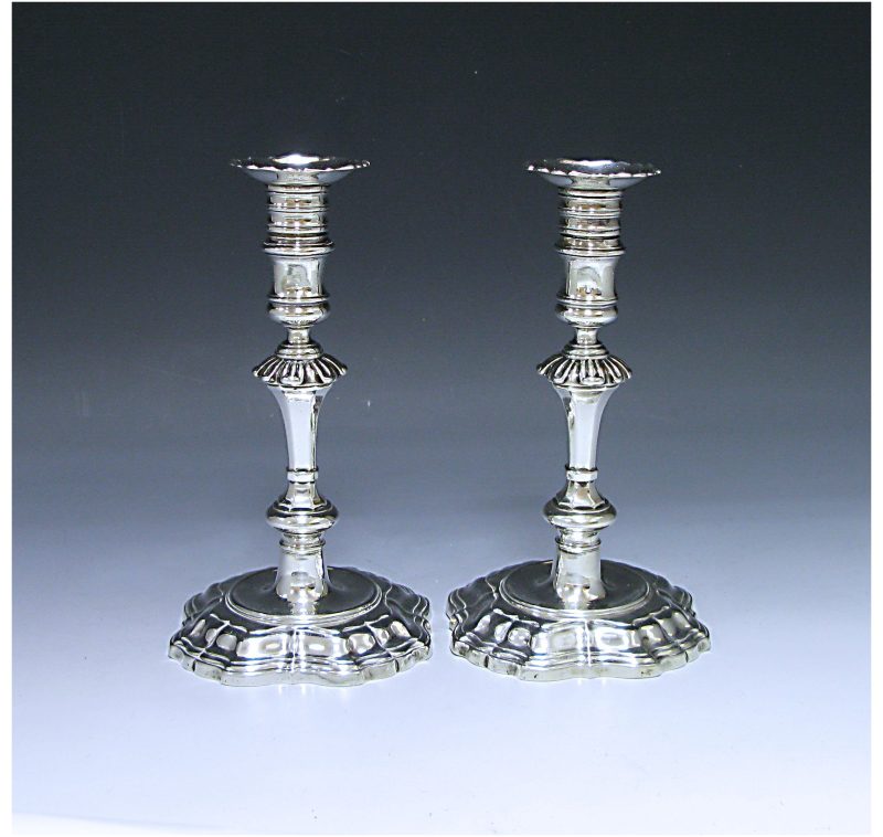 Pair of George II Antique Silver Candlesticks