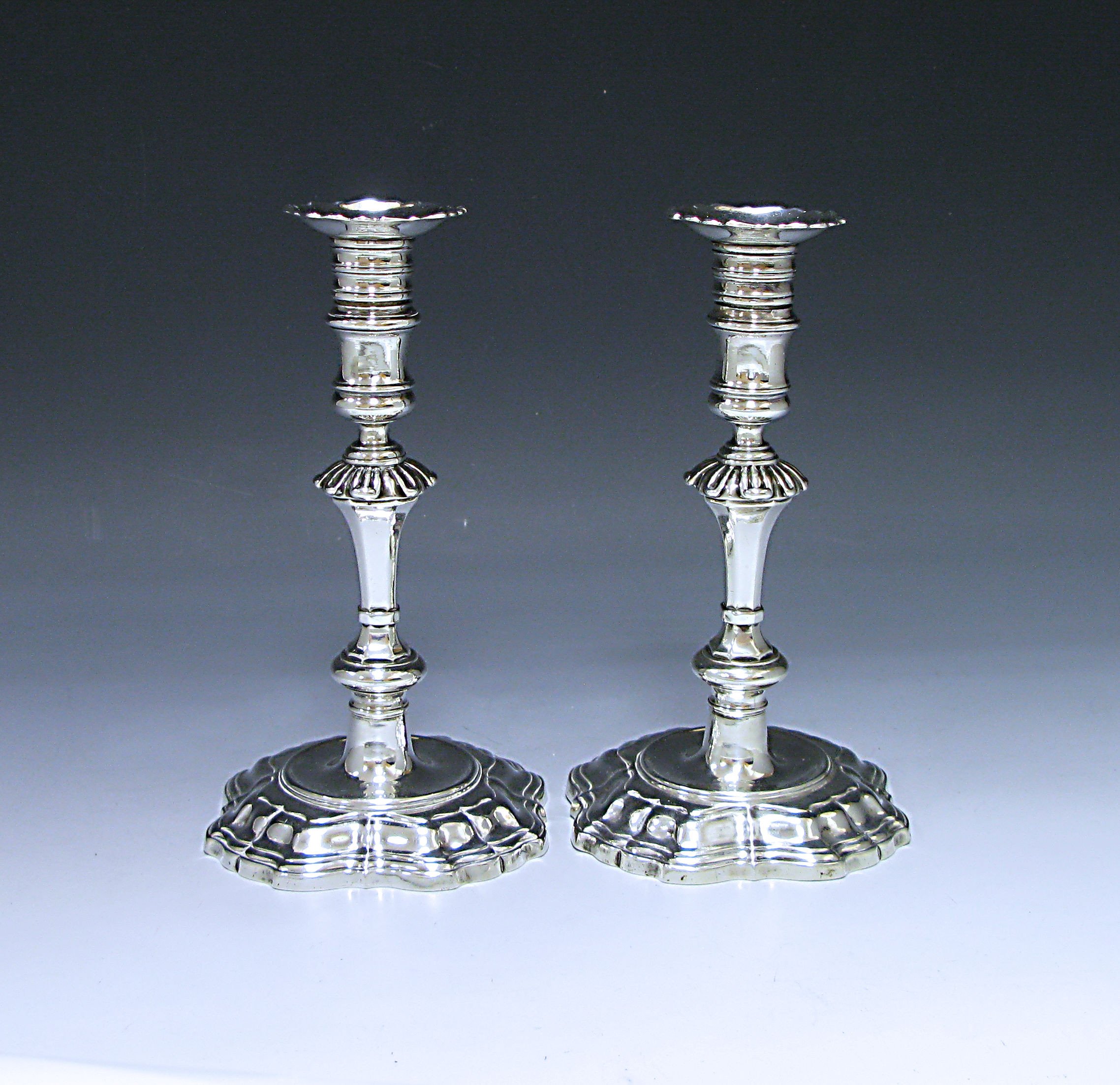 Pair of George II Antique Silver Candlesticks 1