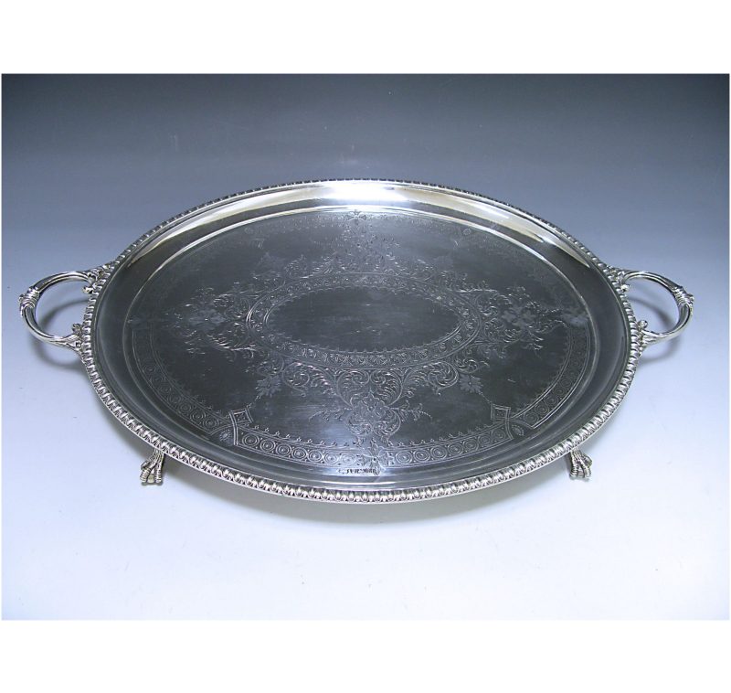 A Victorian Antique Silver Two handled Tray