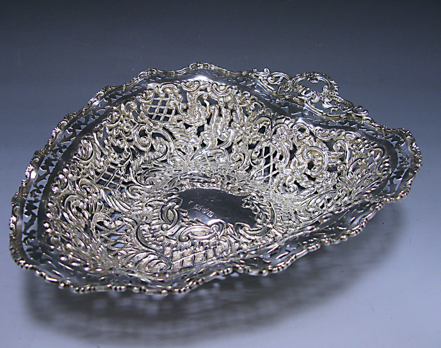 Victorian Antique Silver Heart Shaped Dish  1
