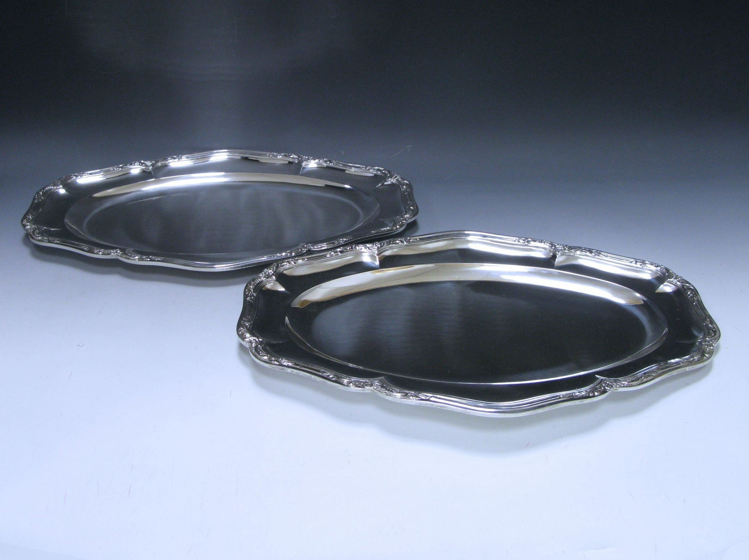 A pair of Antique Silver French Meat Dishes  1