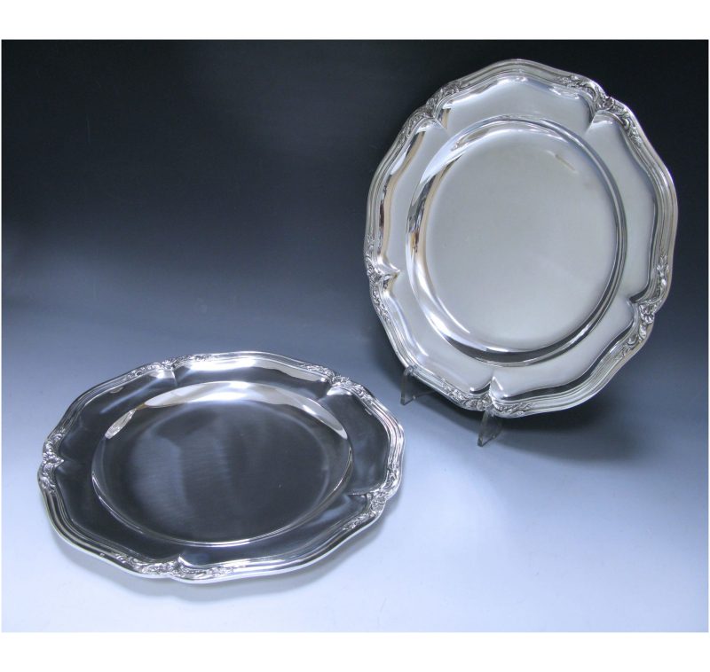 A pair of Antique Silver French Second Course Plates