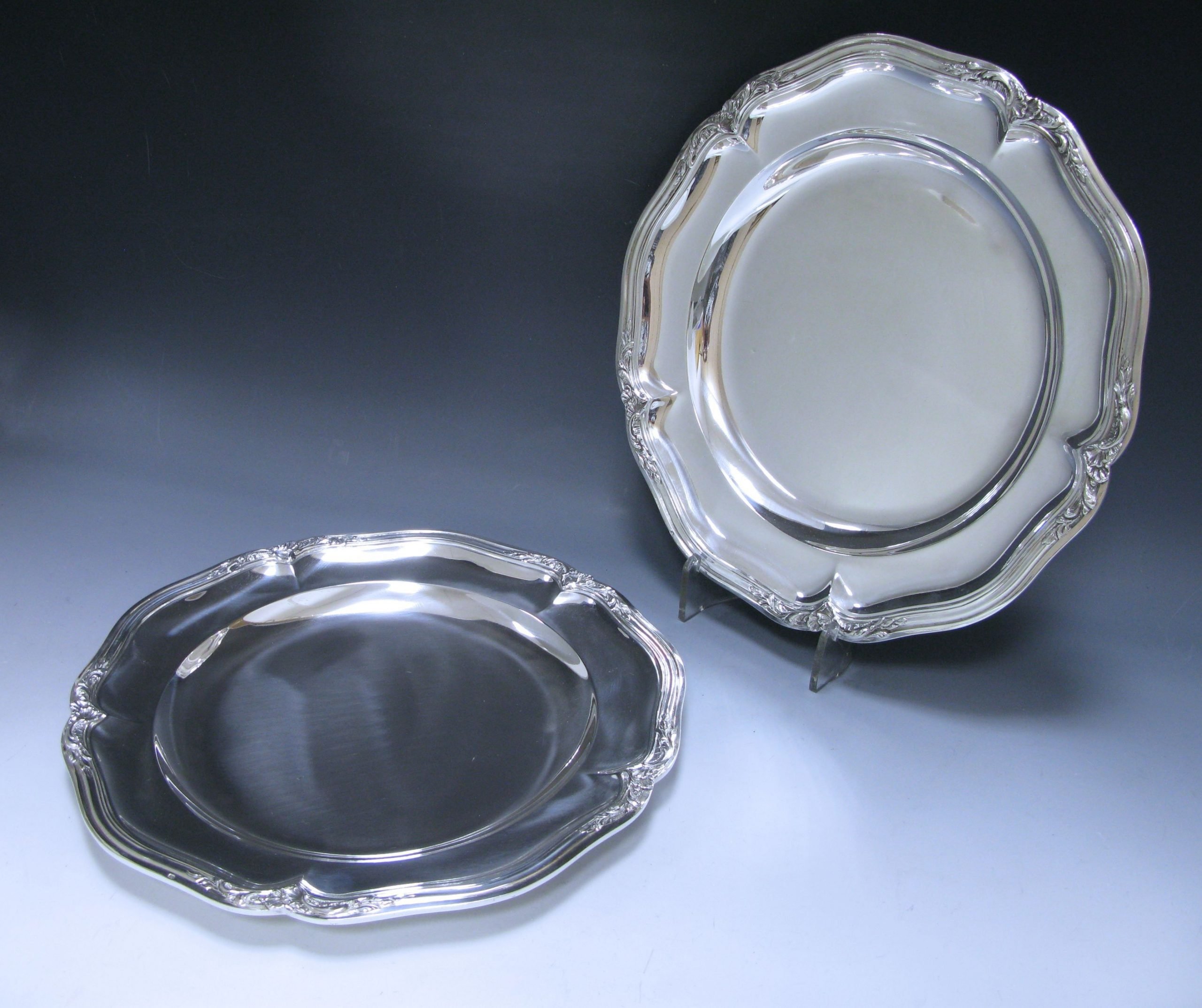 A pair of Antique Silver French Second Course Plates 1