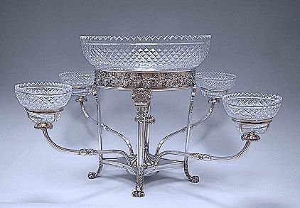 An Antique Silver Plate and Glass centrepiece
