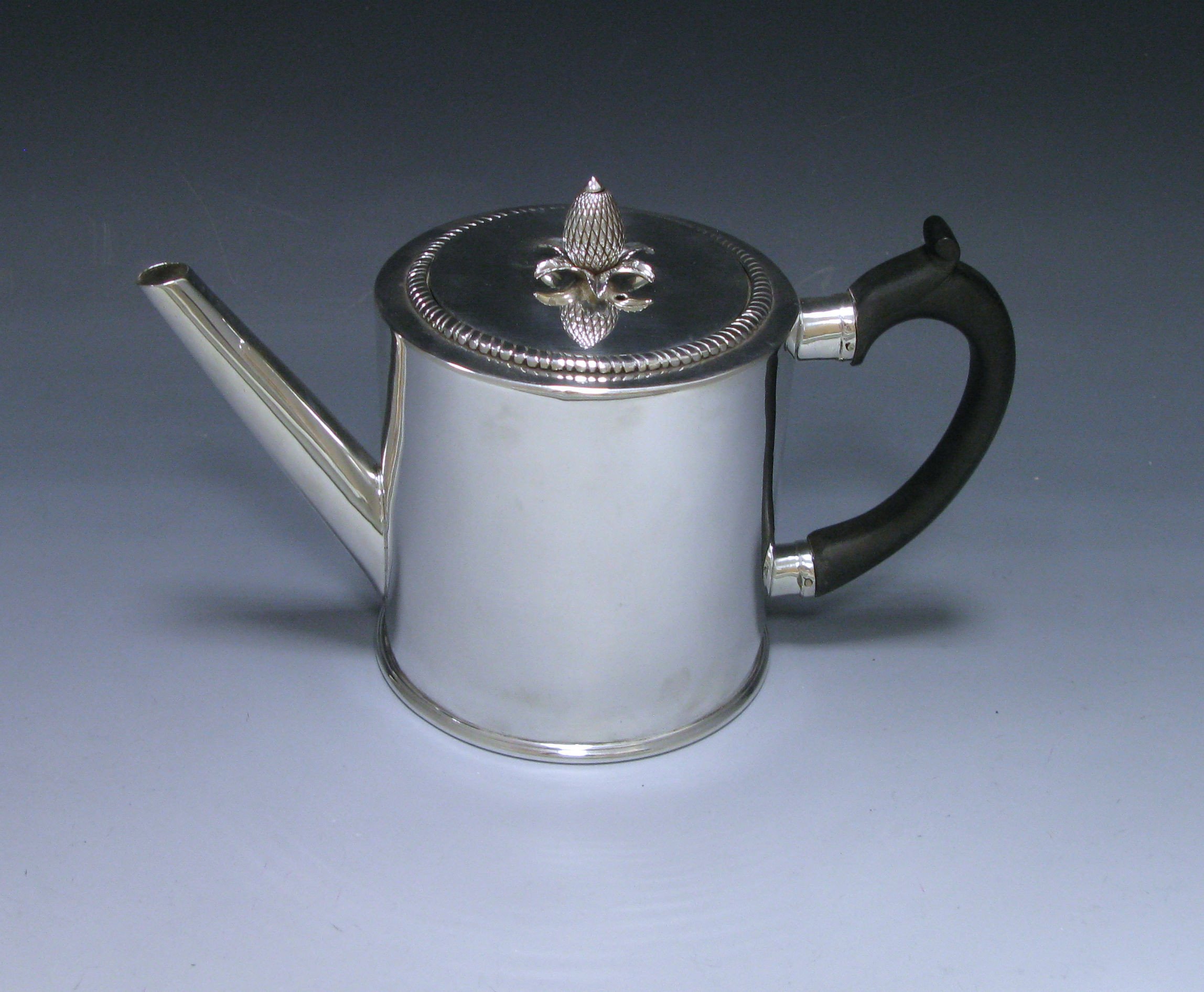 A George III Antique Silver Drum Teapot 1