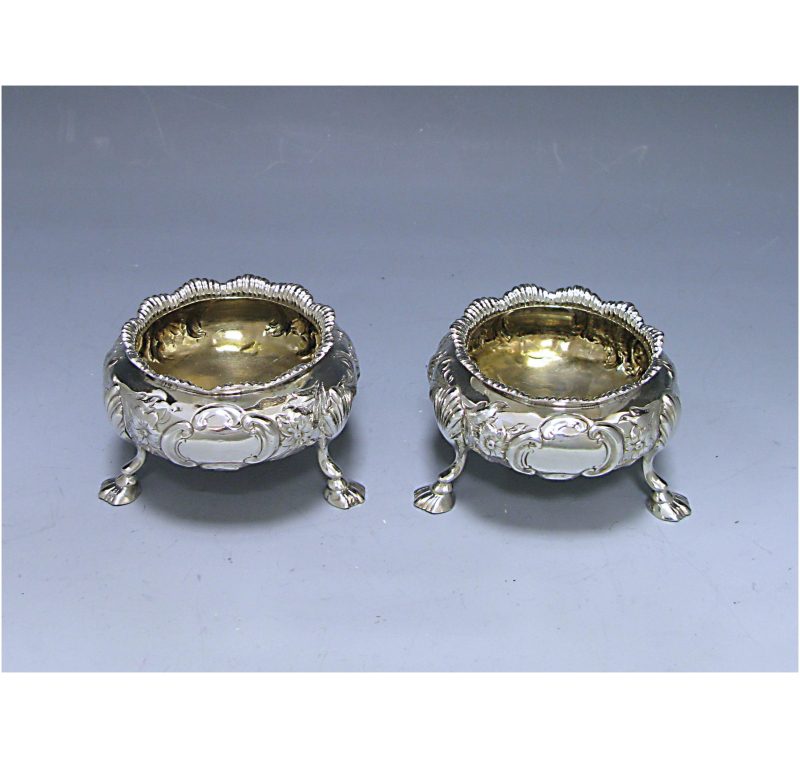 Pair of Victorian Antique Silver Salts