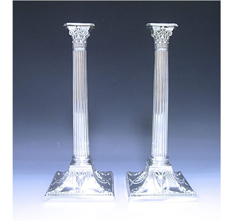 A Pair of Victorian Antique Silver Candlesticks