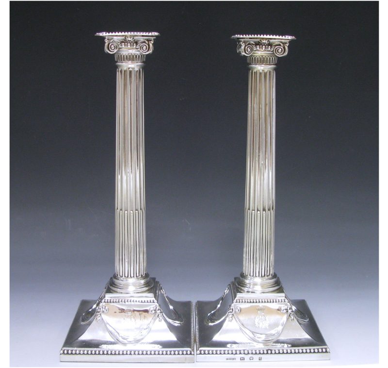 A Pair of George III Antique Silver Candlesticks