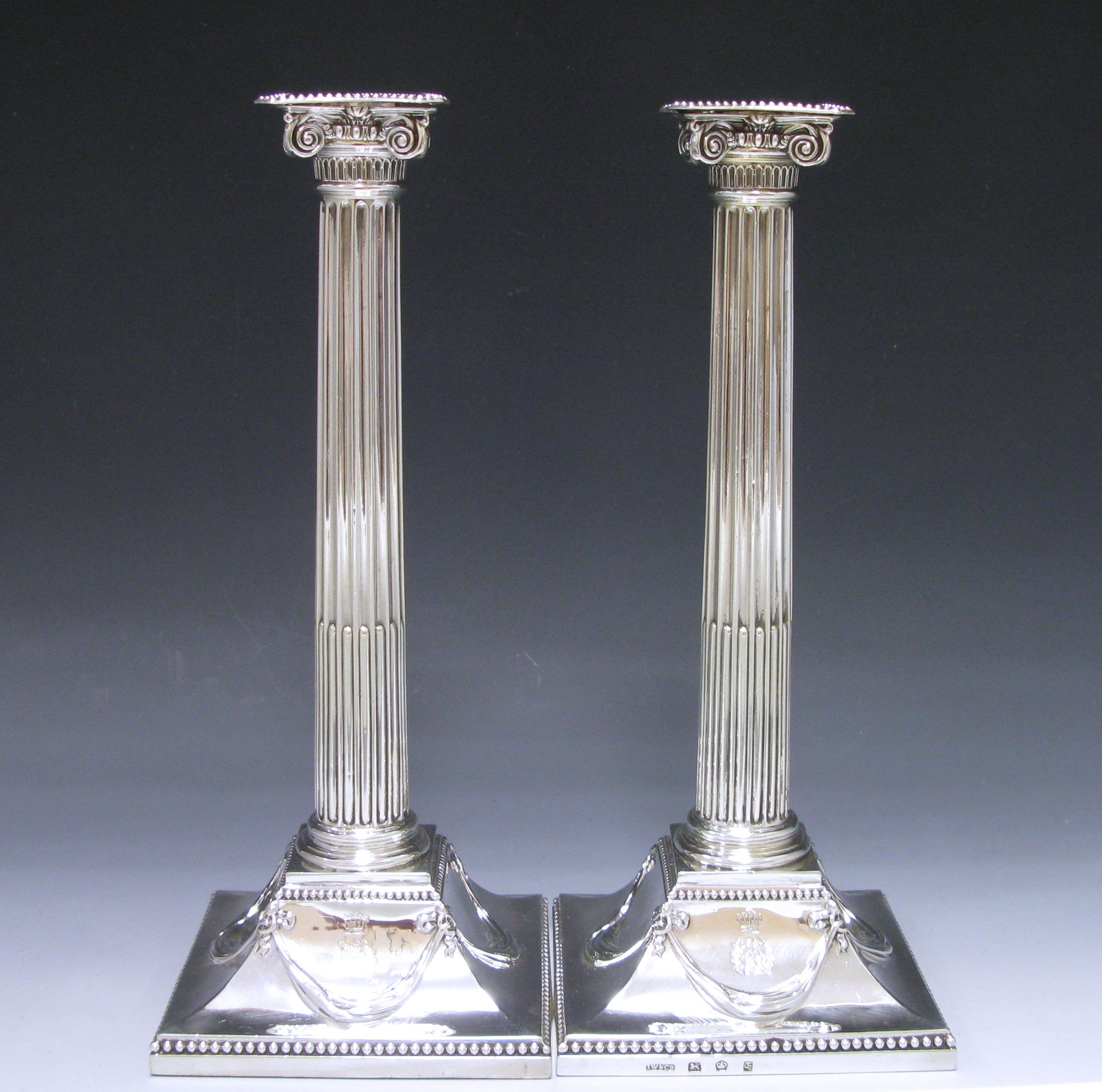 A Pair of George III Antique Silver Candlesticks  1