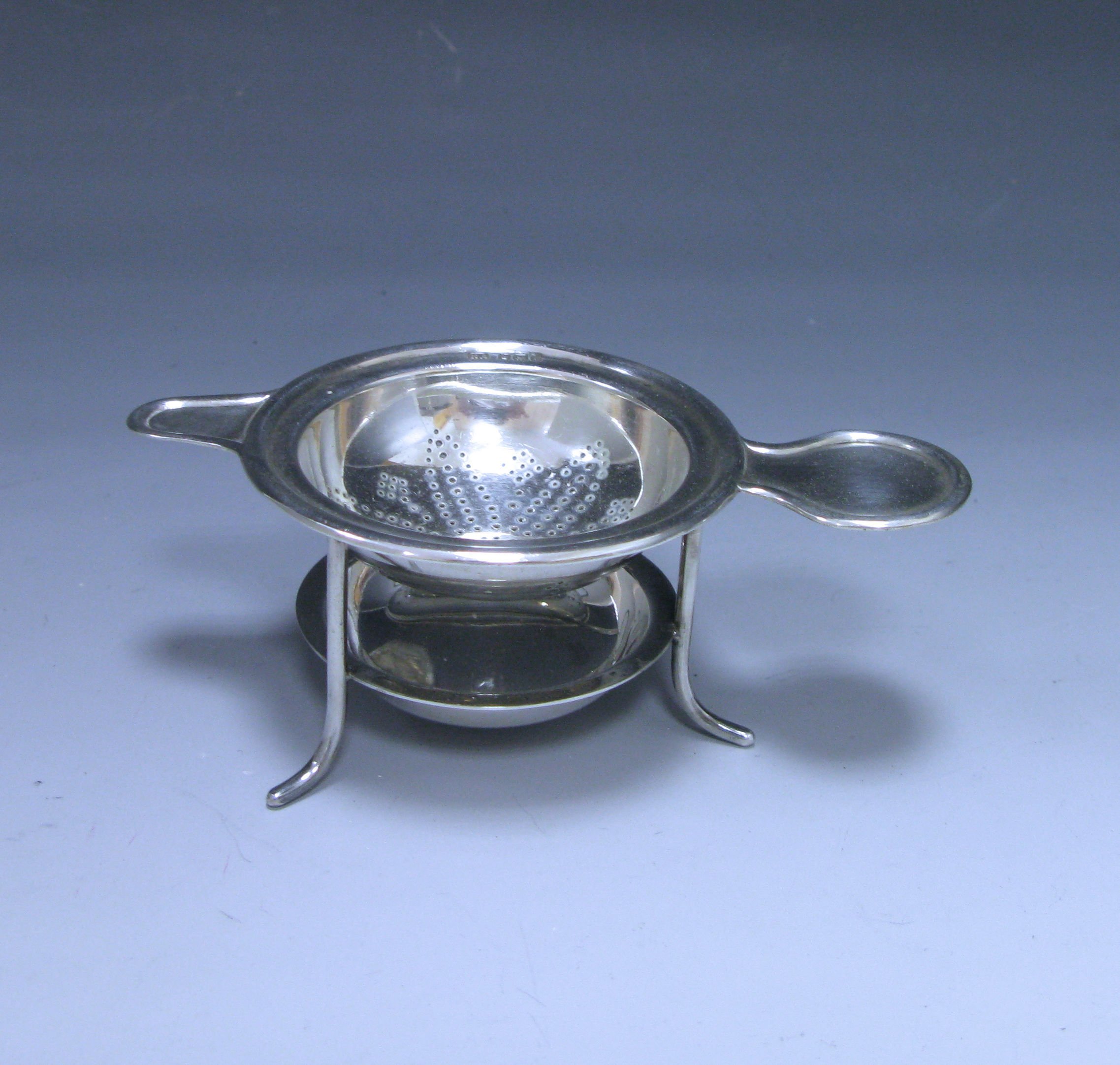 Sterling Silver Art Nouveau  Tea Strainer on Stand