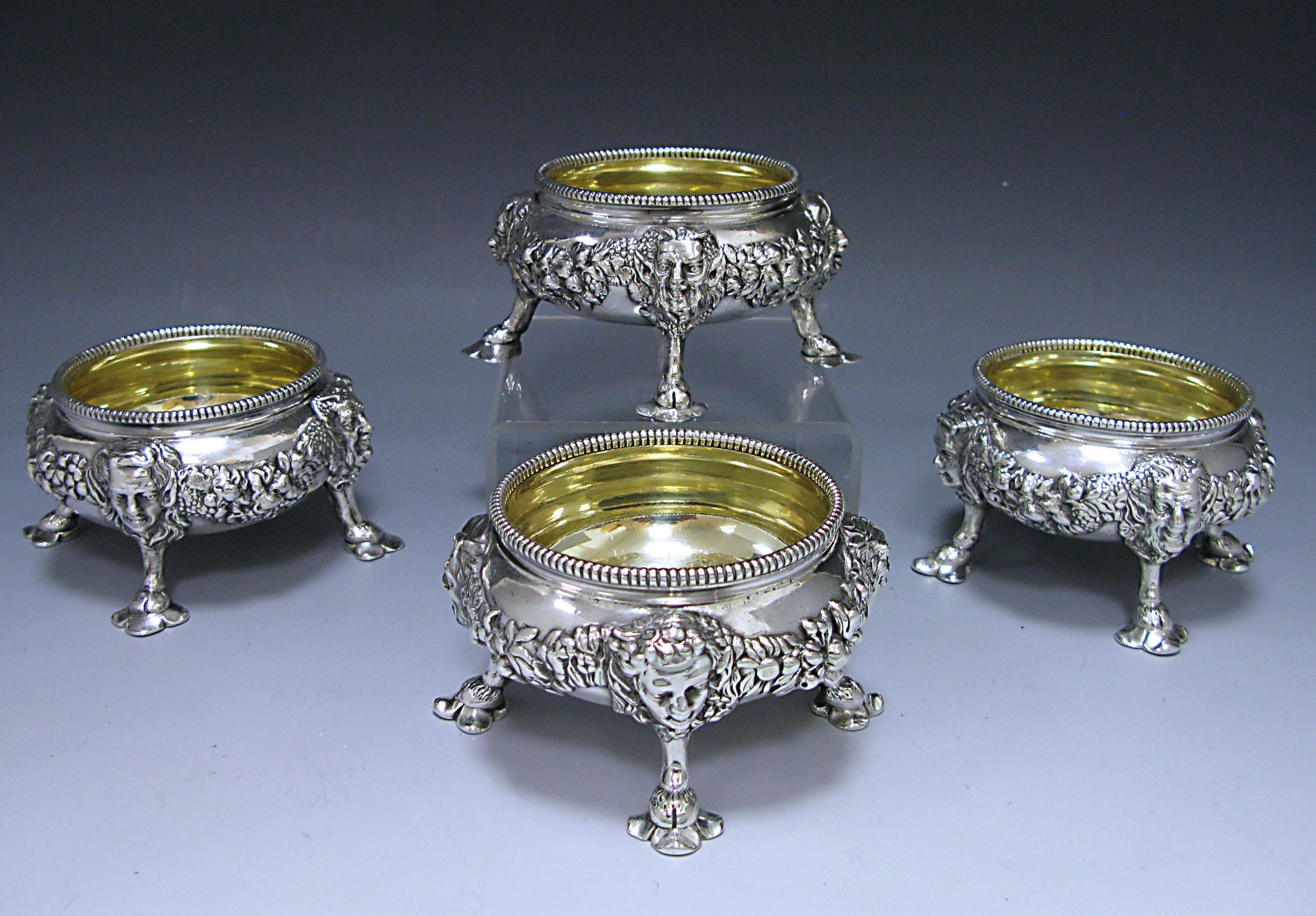 Four George II  Antique Silver Salts  1