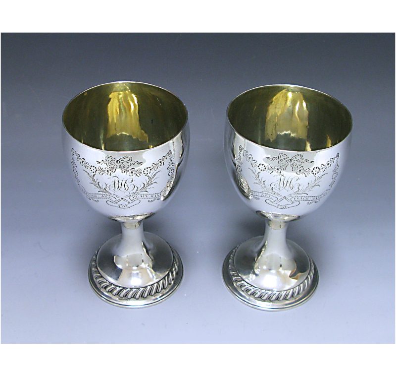 Pair of George III Antique Silver Goblets made in 1776