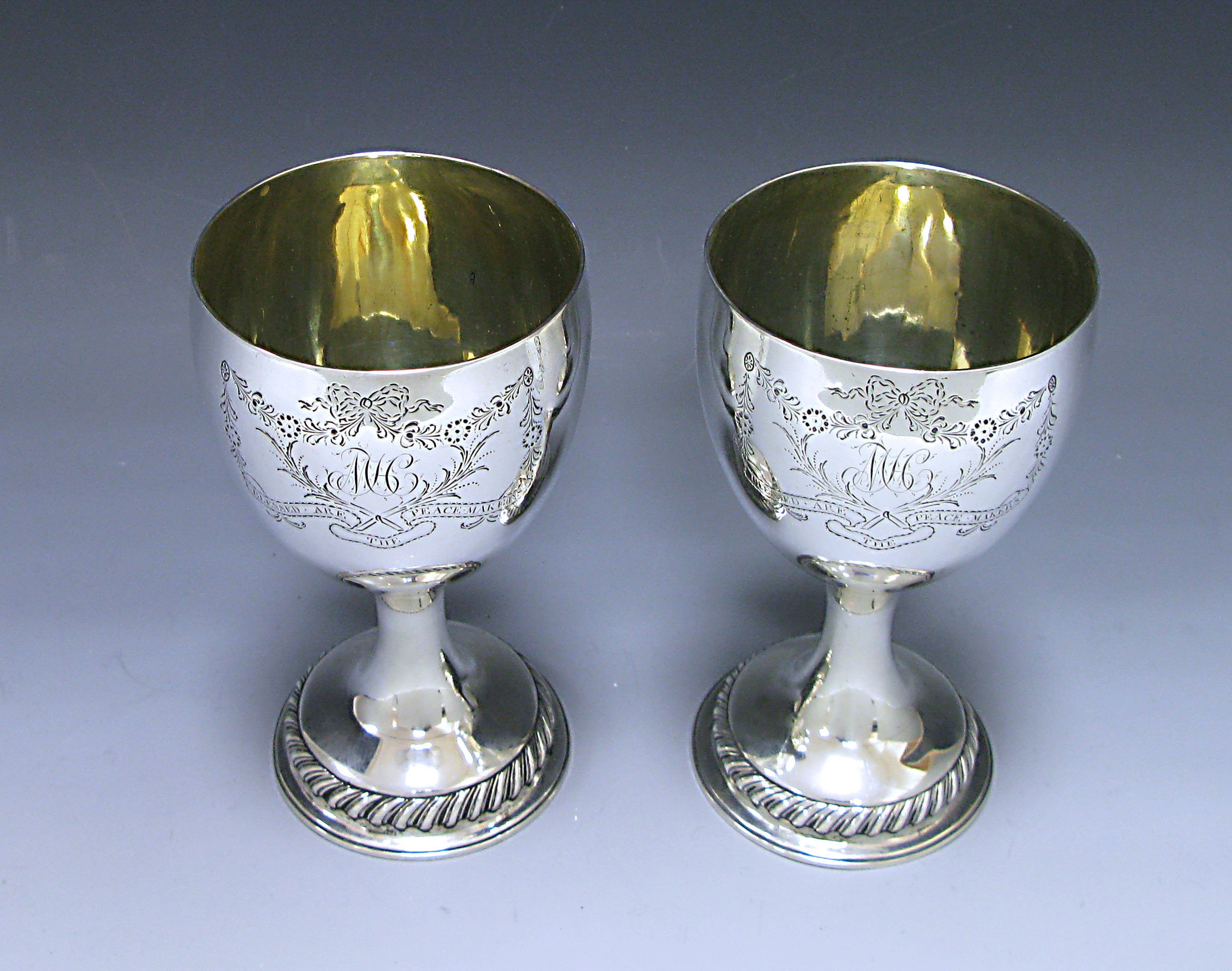 A Pair of George III Antique Silver George Goblets  1