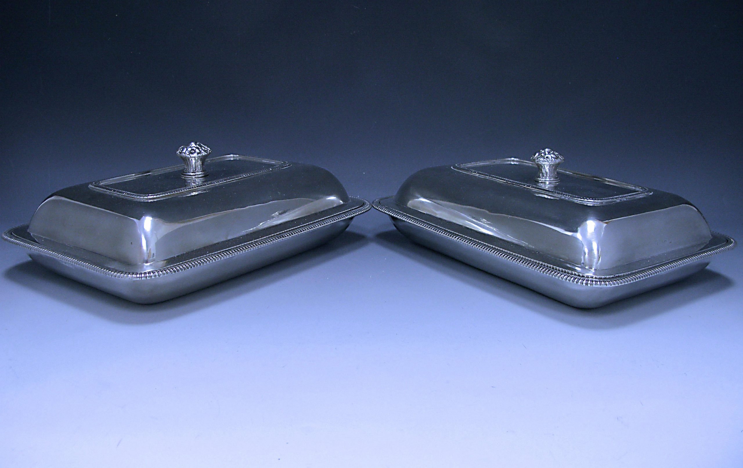 A Pair of George III Antique Silver Entrée Dishes  1
