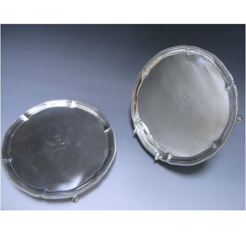 Pair of George III Antique Silver Salvers made in 1778-79