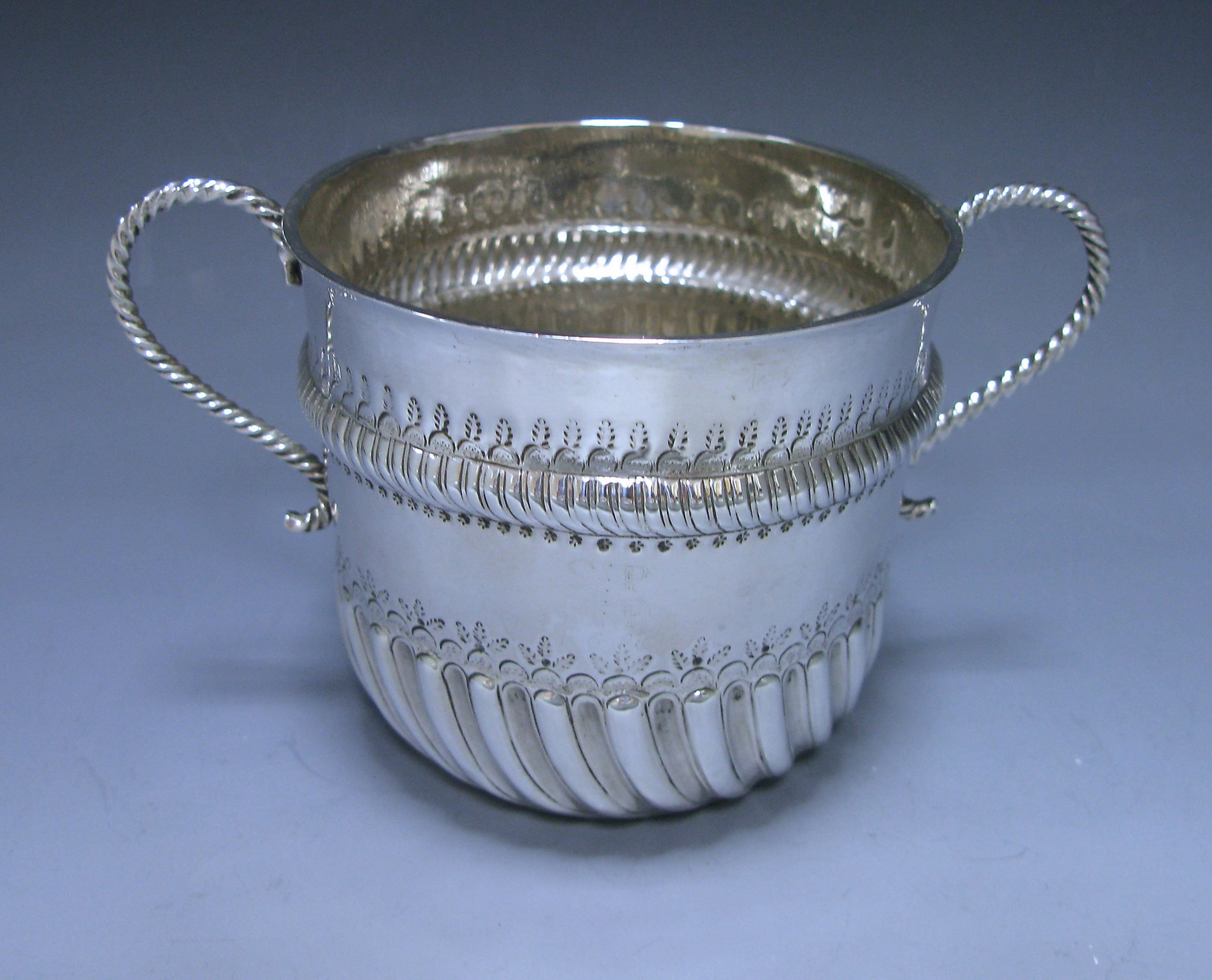 Antique Silver Porringer by John Murch of Plymouth c 1698 1