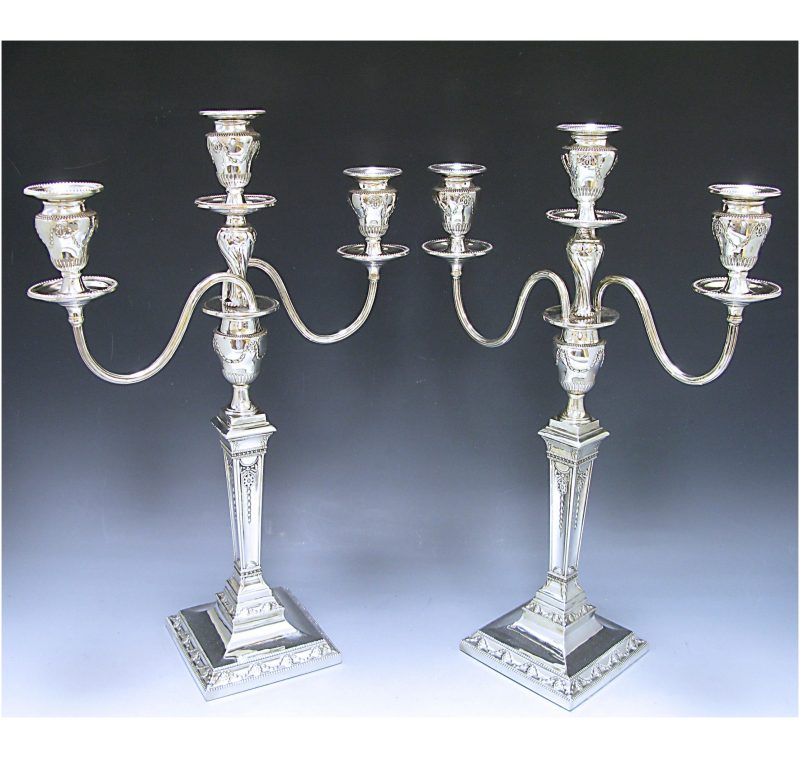 Pair of Victorian Silver and Silver-Plated Candelabra