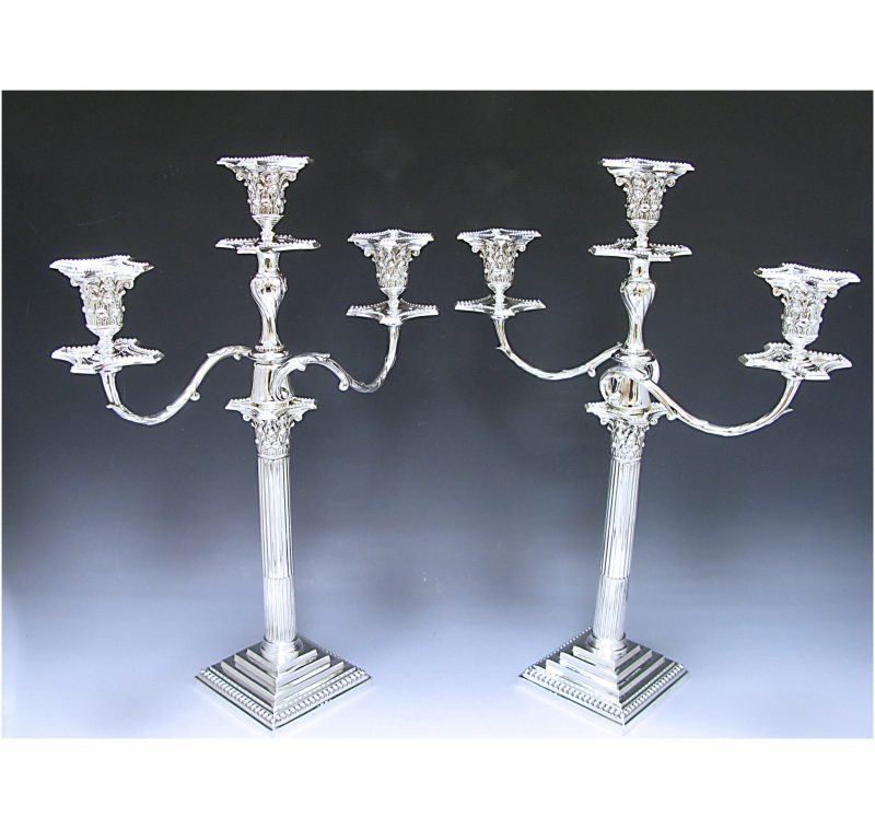 Pair of Victorian Antique Silver Three Light Candelabra made in 1898-1900