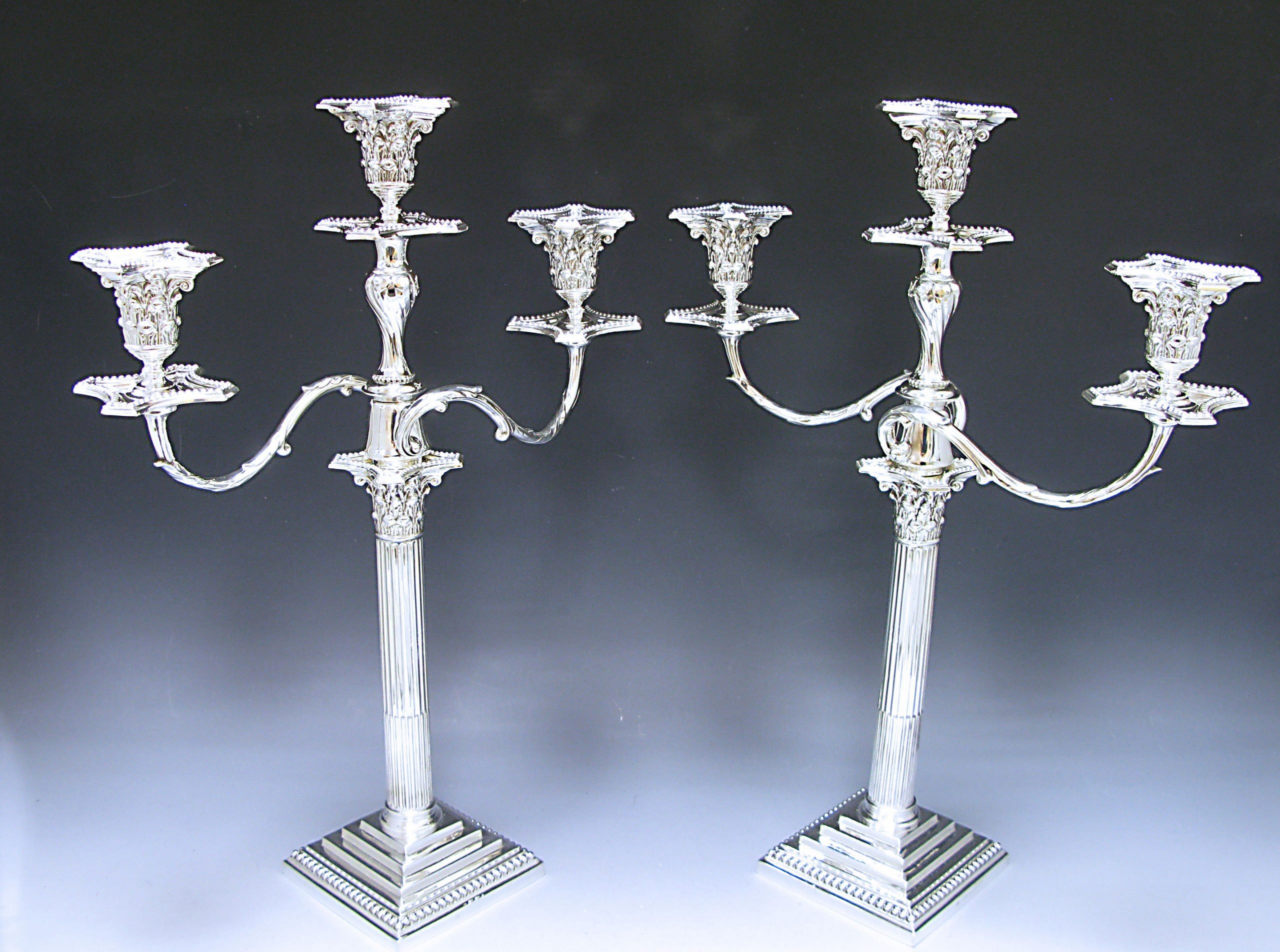 Pair of Victorian Antique Silver three light Candelabra 1
