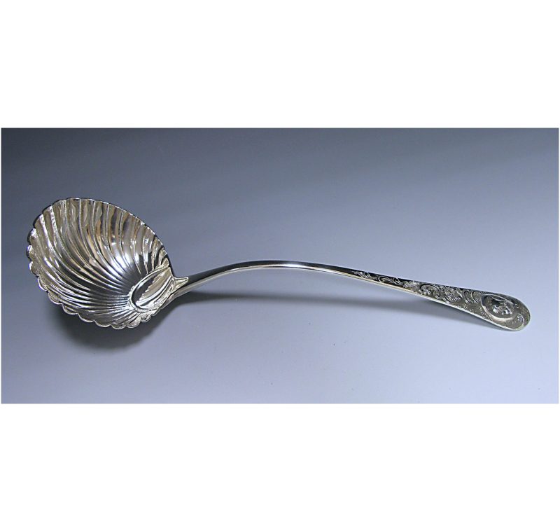 Antique Silver Rococo Soup Ladle