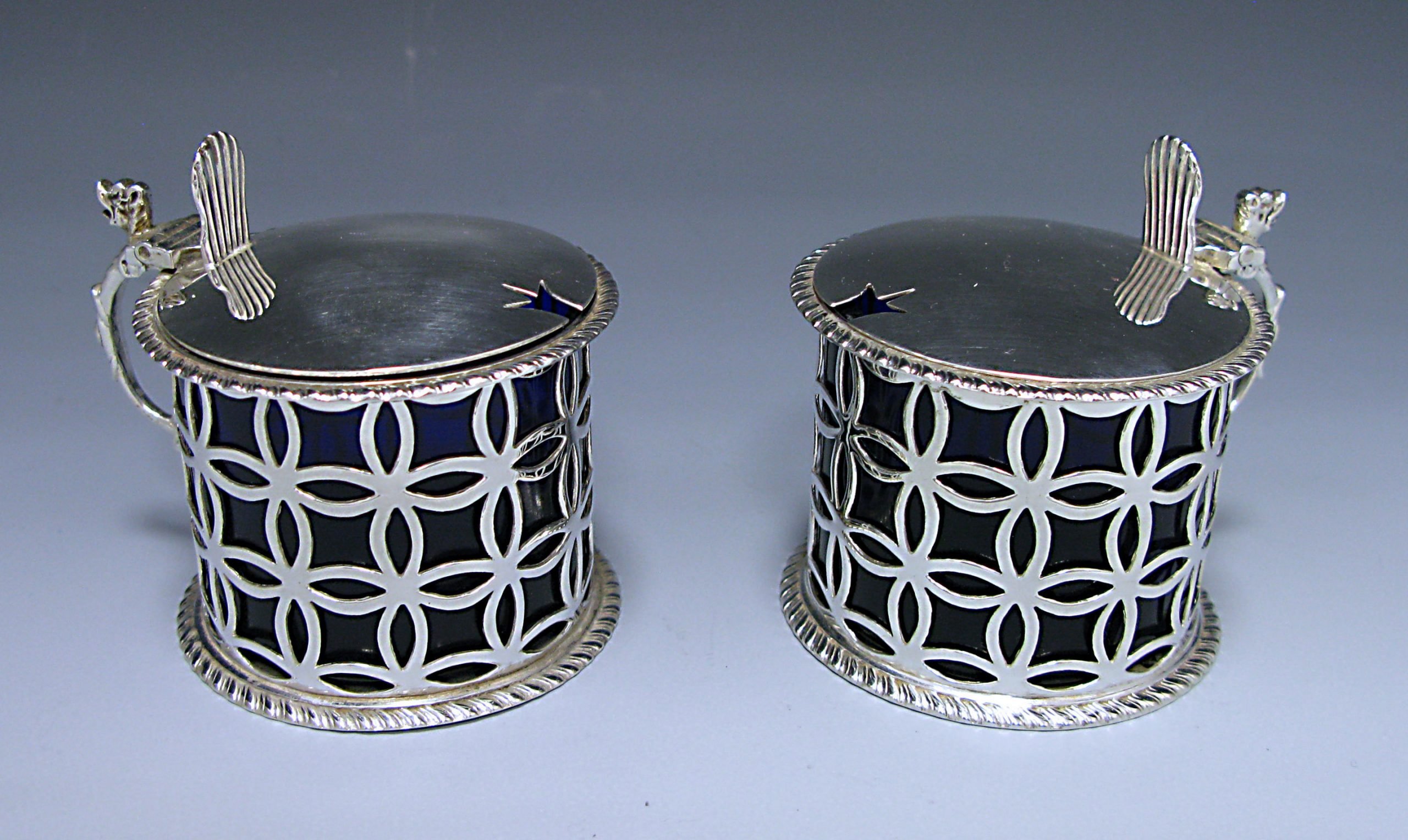 Pair of Edwardian Antique Sterling Silver Mustards 1