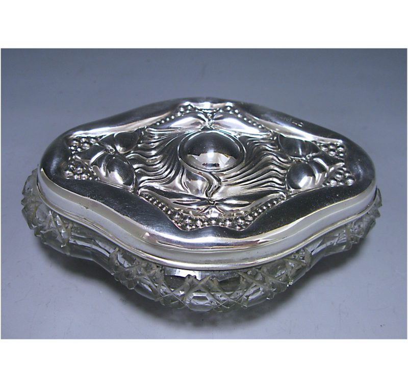 An Art Nouveau Silver and Glass Dressing Table Jar