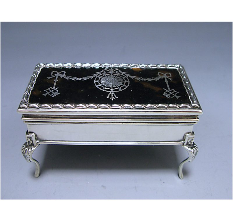 Sterling Silver & Tortoiseshell Trinket/Jewellery Box made in 1910