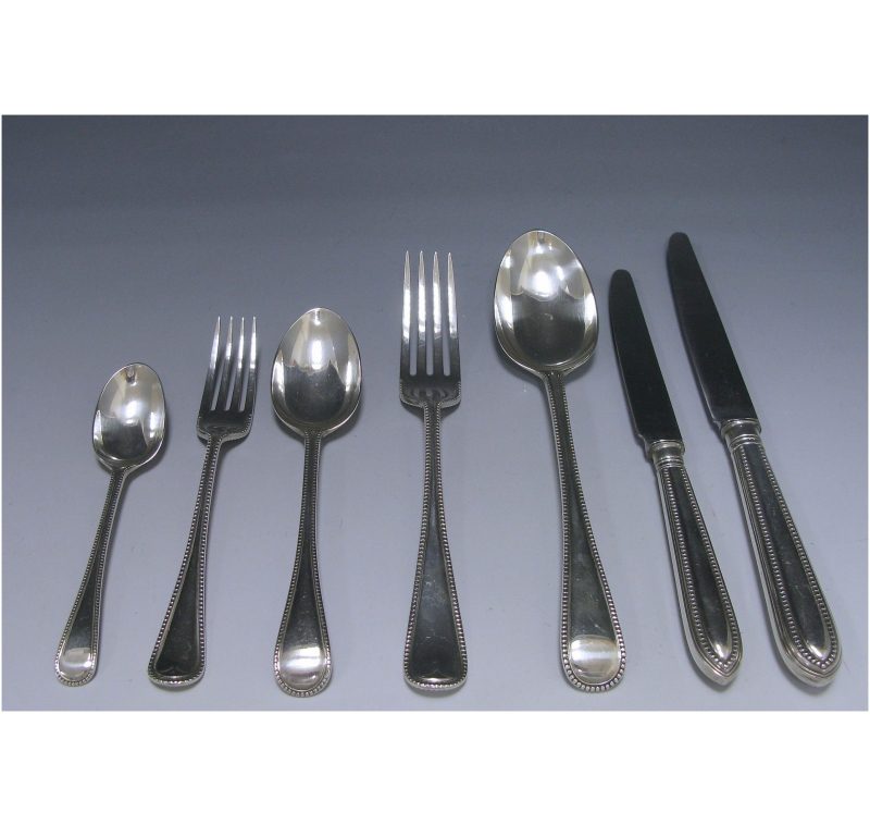 Antique Silver Beaded Pattern Flatware Service made in 1864-82