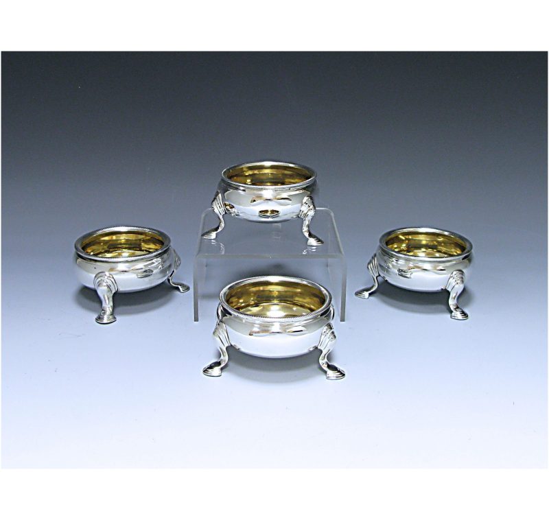 Set of 4 George II Antique Silver Salts