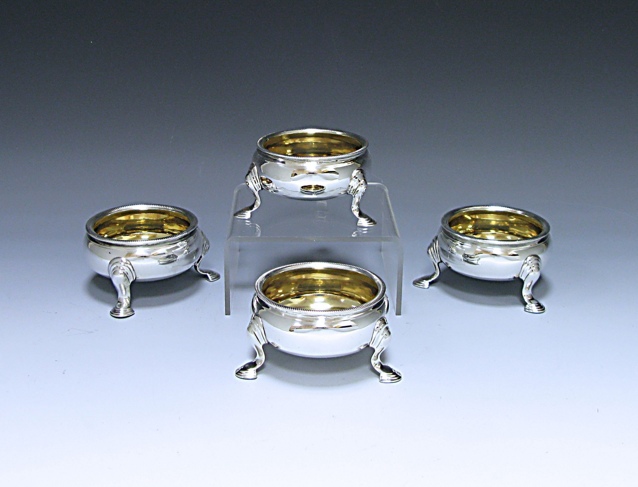 Set of 4 George II Antique Silver Salts 1