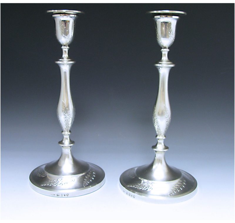 Pair of George III Antique Silver Candlesticks made in 1793