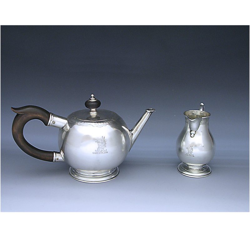 Antique Silver George II Teapot & Cream Jug made in 1734