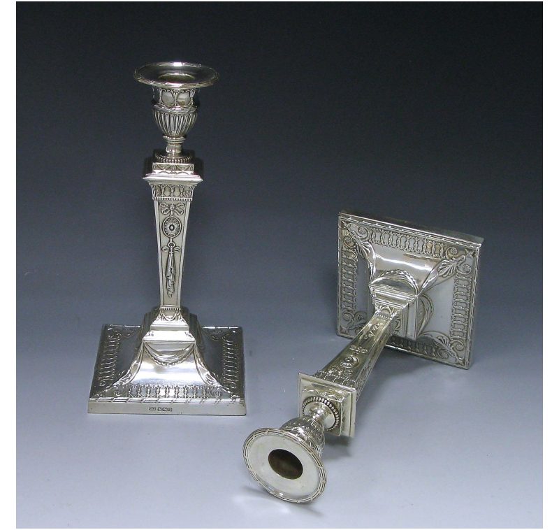 Pair of Antique Silver Candlesticks made in 1917