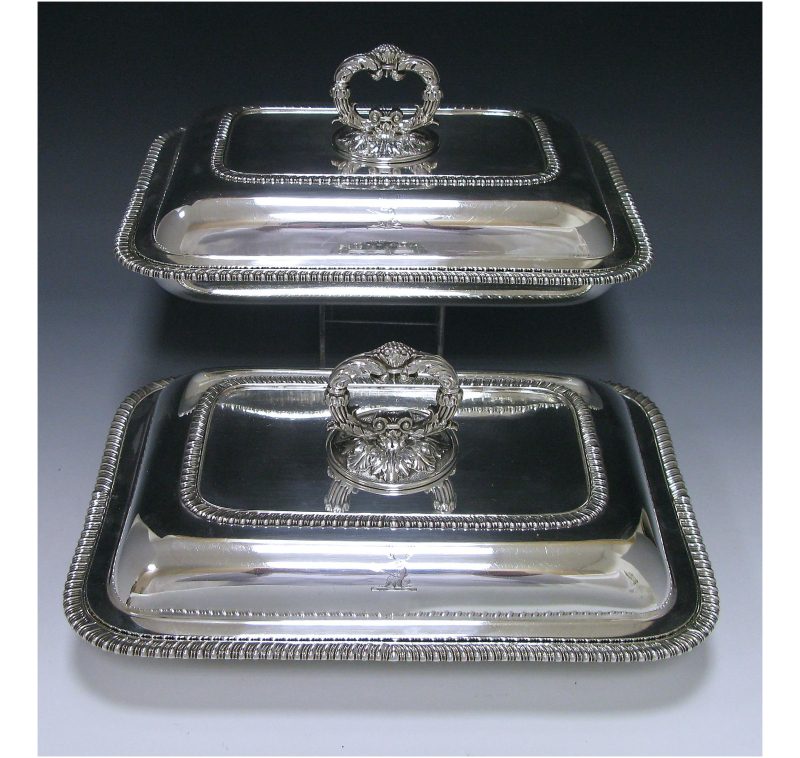 Pair of George IV Antique Silver Entree Dishes made in 1822