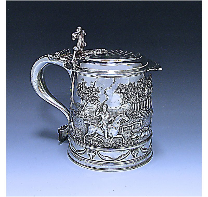 James II Sterling Antique Silver Lidded Tankard