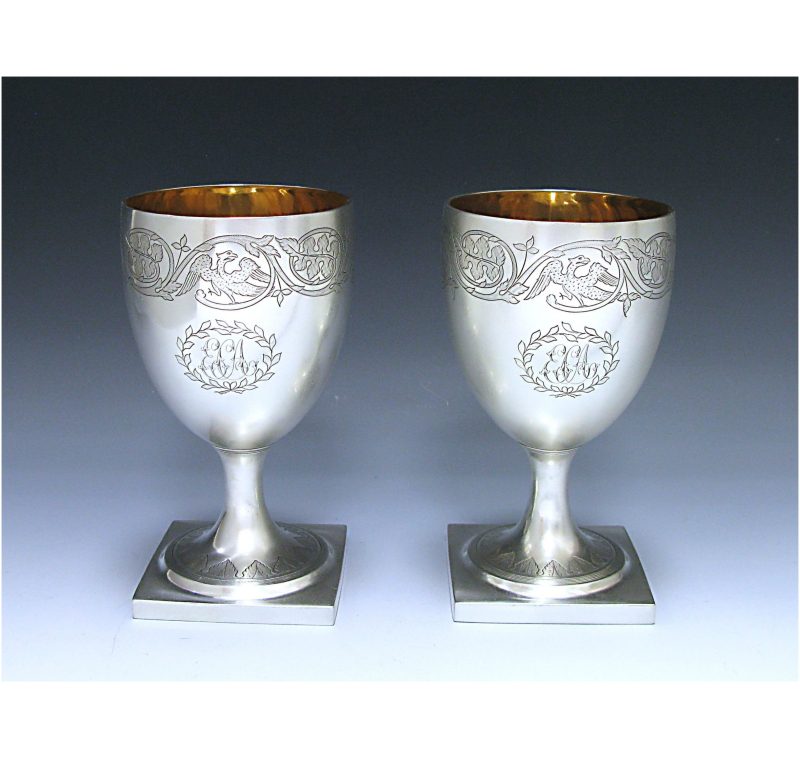 A Pair of George III Antique Silver George Goblets