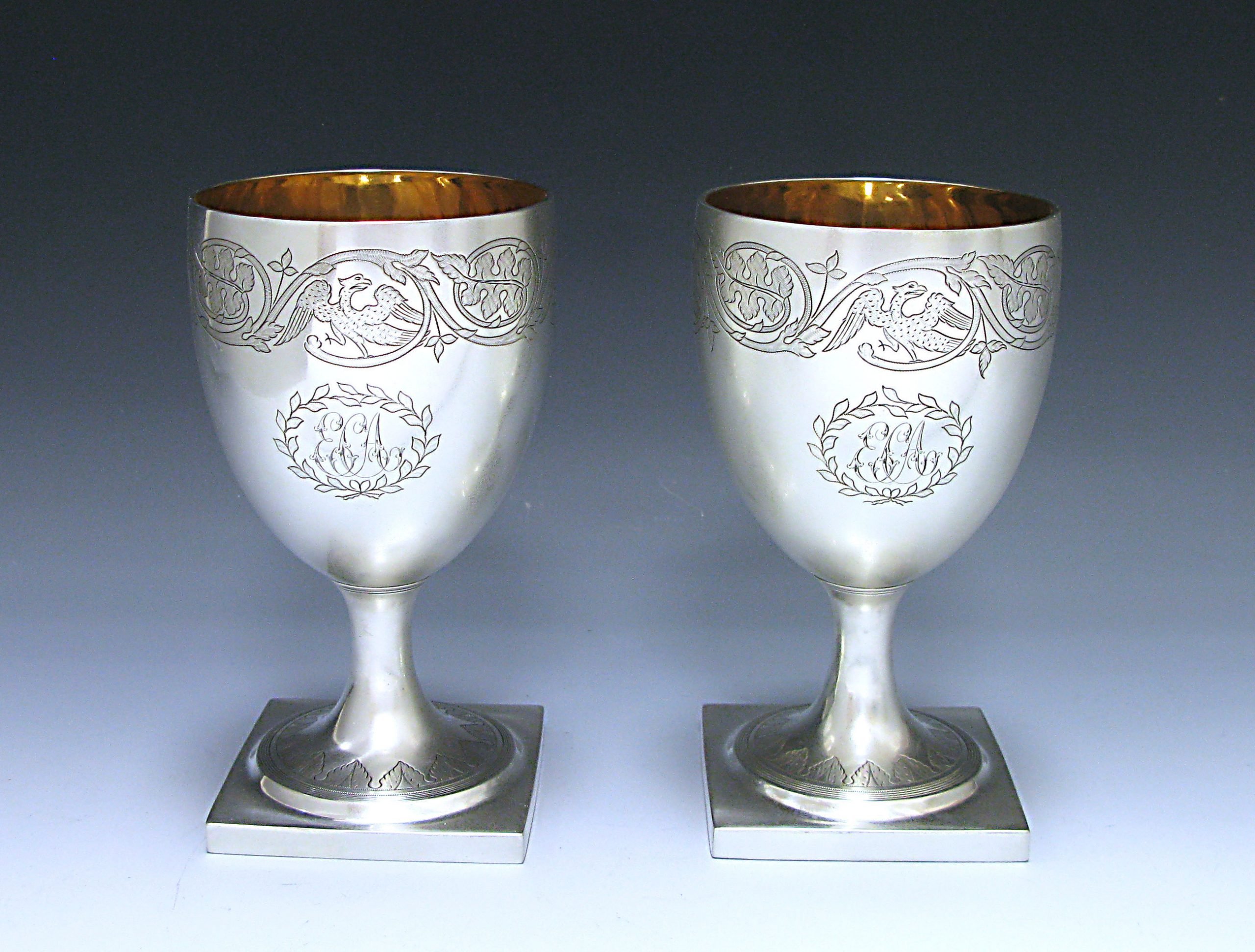 A Pair of George III Antique Silver George Goblets 1