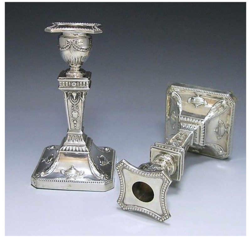 Pair of Victorian Antique Silver Candlesticks made in 1888