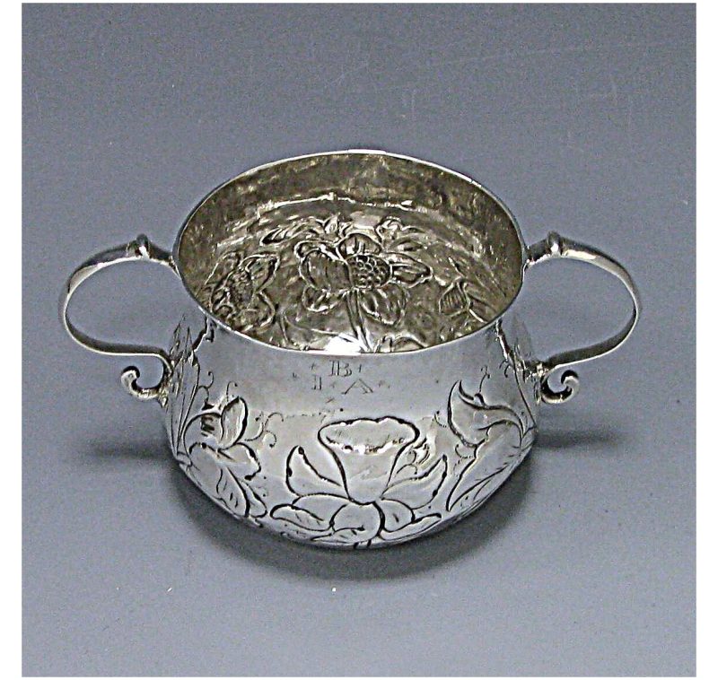 Antique Silver Charles II Porringer made in 1667