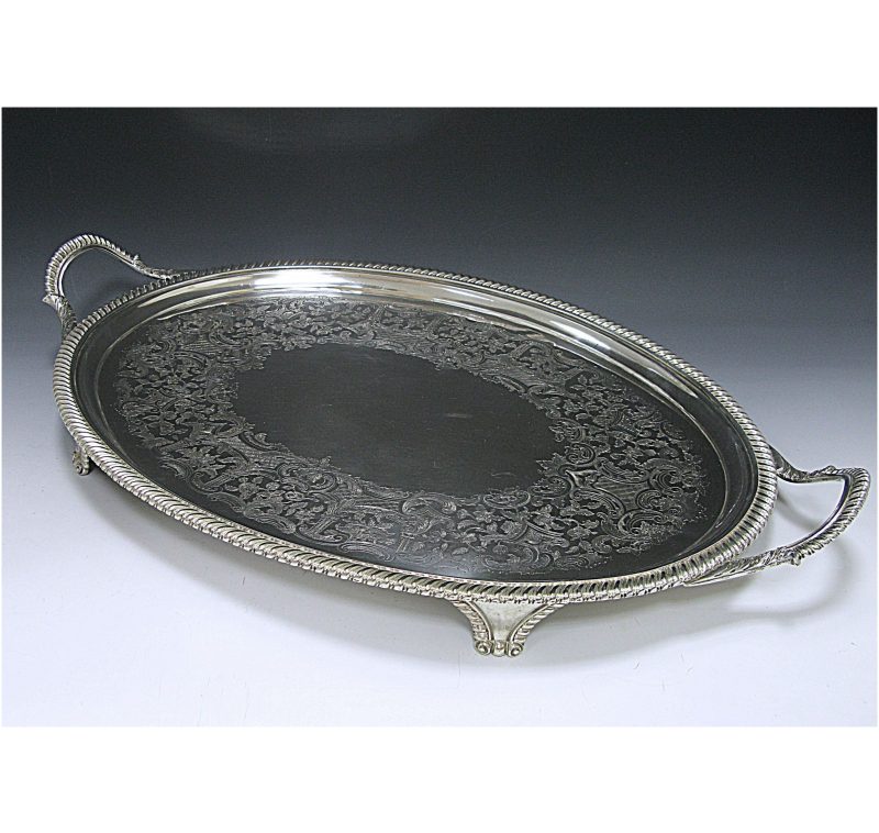 Antique Silver George III Two-Handled Tray made in 1812