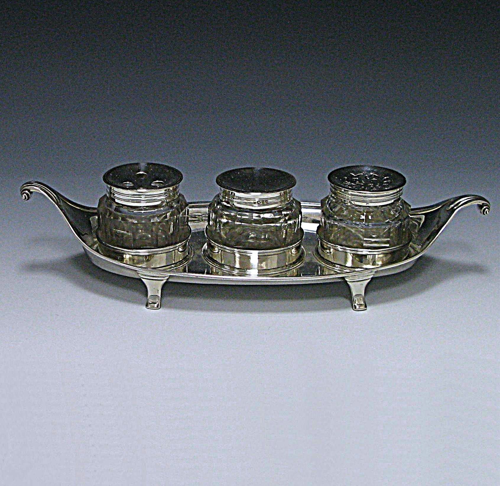 Antique Sterling Silver Inkstand 1